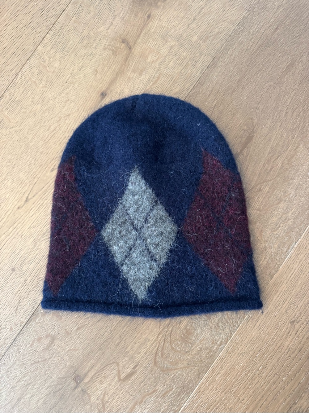 Zara Women's Argyle Knit Beanie - Navy, Gray & Burgundy